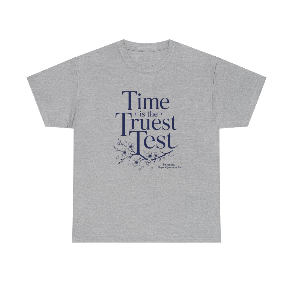 Frieren: Beyond Journey's End "End. The main text reads:" Unisex Tee - alternate angle 2, merchandise