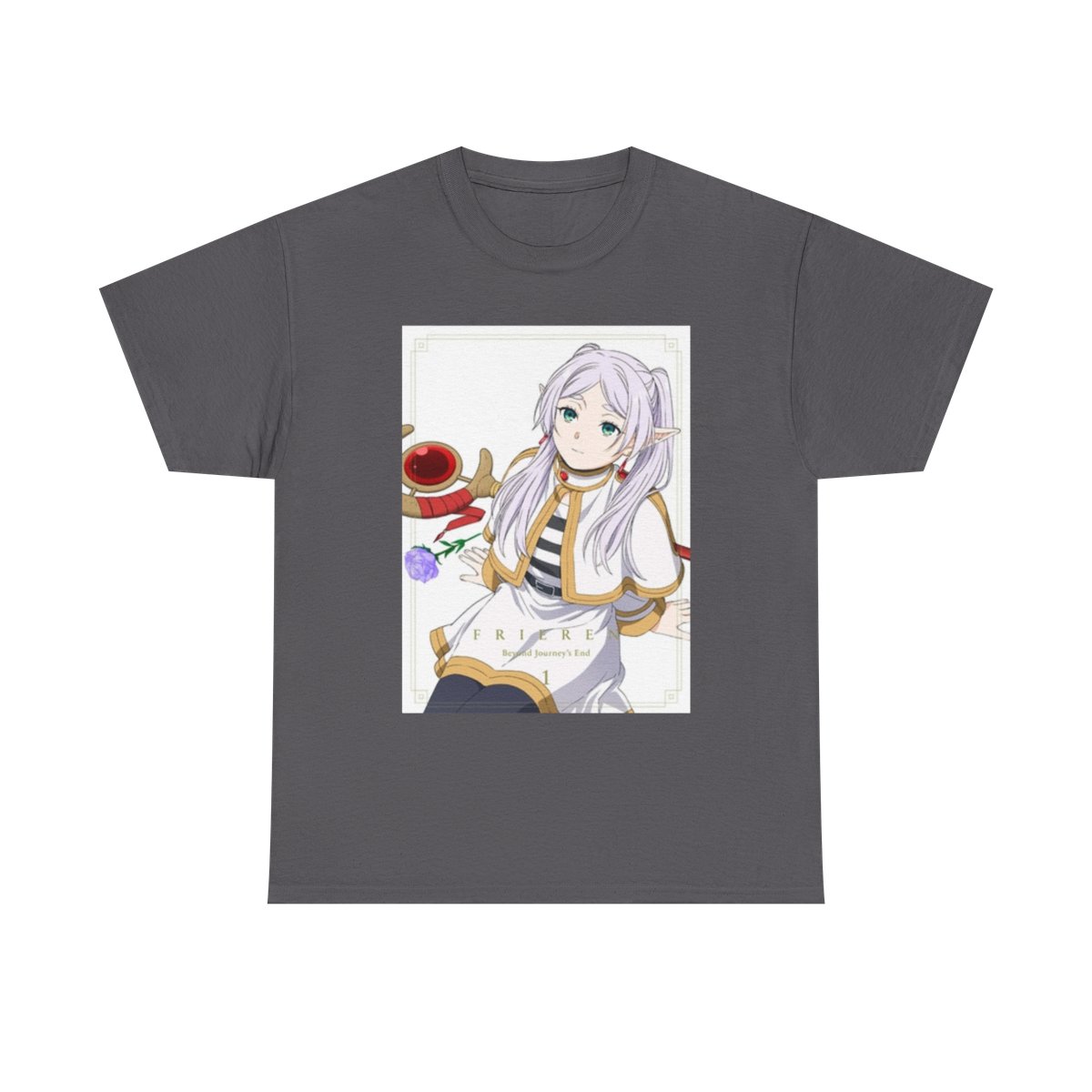 Pastel Anime Girl Illustration T-Shirt | Tea Time Kawaii Aesthetic Frieren: Beyond Journey's End - alternate angle 3, merchandise