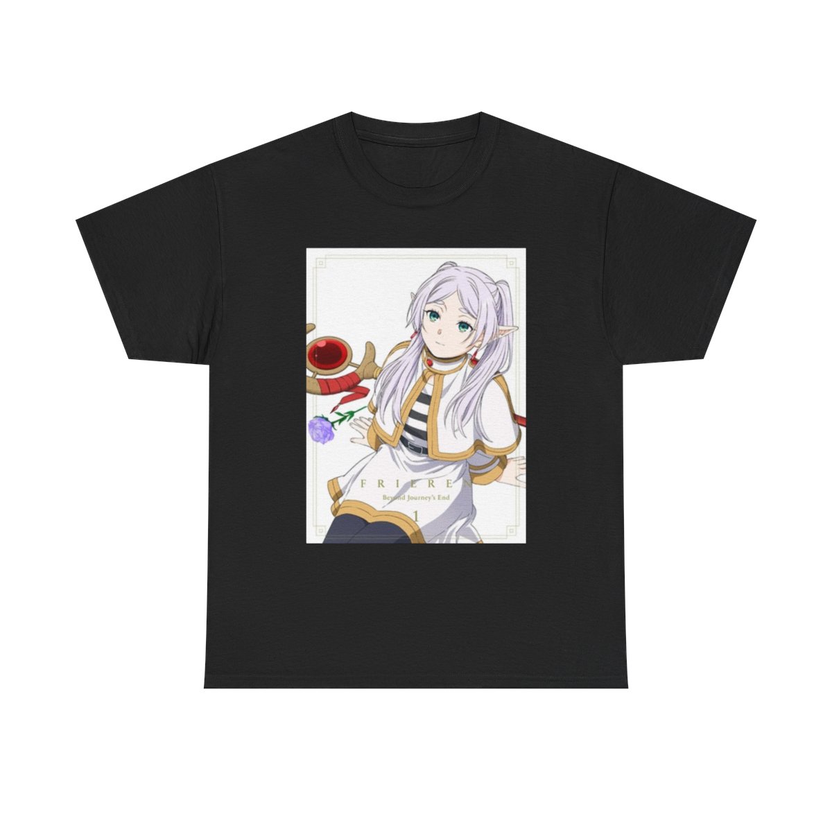 Pastel Anime Girl Illustration T-Shirt | Tea Time Kawaii Aesthetic Frieren: Beyond Journey's End - alternate angle 4, merchandise