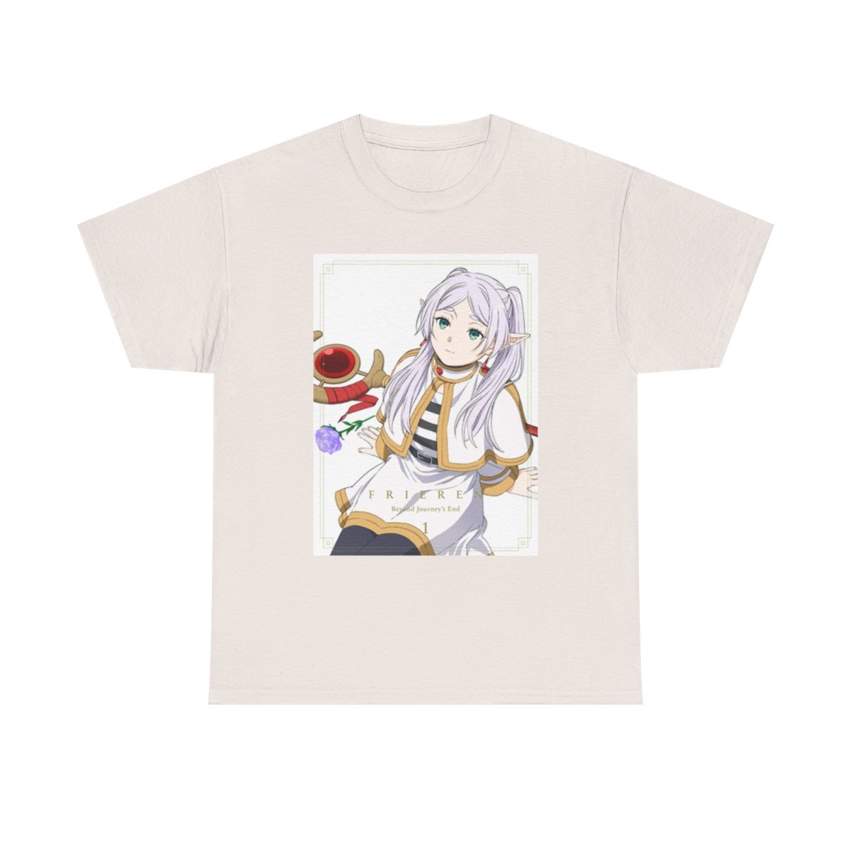 Pastel Anime Girl Illustration T-Shirt | Tea Time Kawaii Aesthetic Frieren: Beyond Journey's End - alternate angle 5, merchandise