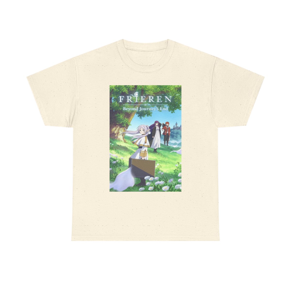 Frieren characters poster Tee | Anime illustration graphic tee - alternate angle 1, merchandise