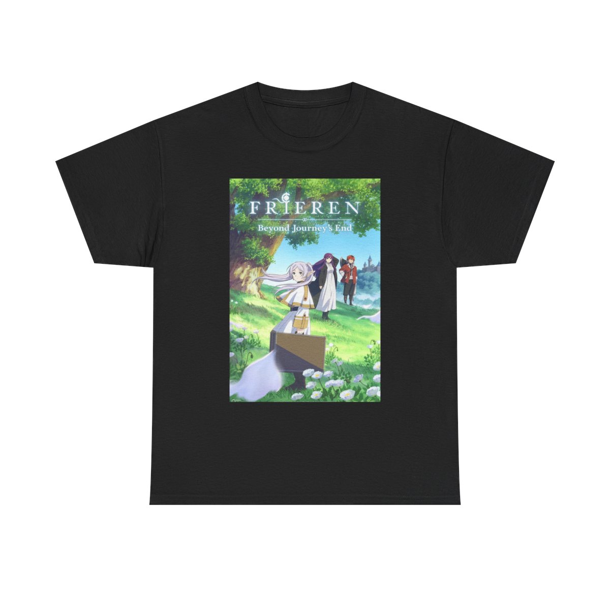 Frieren characters poster Tee | Anime illustration graphic tee - alternate angle 3, merchandise