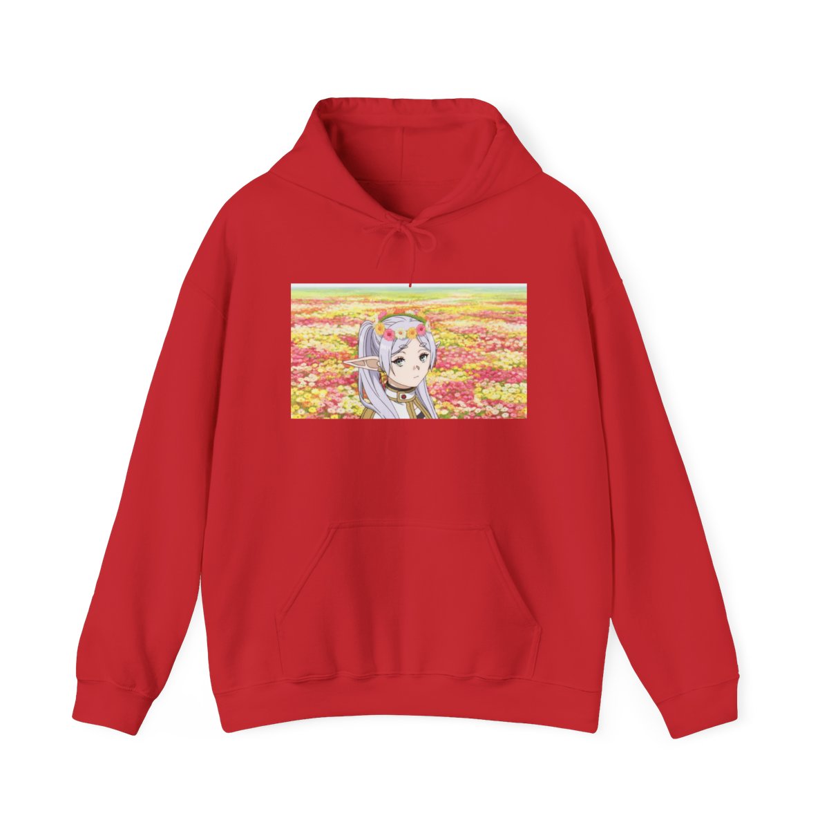 Anime Girl in Flower Field Hoodie | Pastel Floral Aesthetic Frieren: Beyond Journey's End - Official accessories merchandise